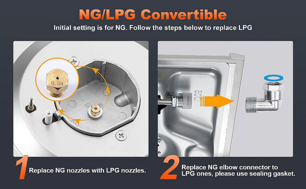 12 inch 2-Burner Stainless Steel Gas Cooktop NG/LPG Convertible W830893