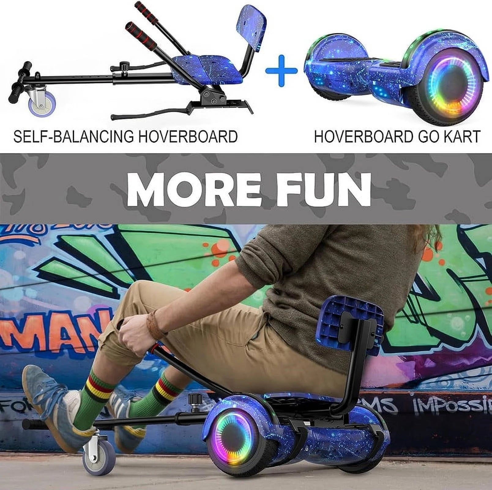 LIEAGLE Hoverboard with Seat Attachment, 6.5 inch Self Balancing Scooter S62540