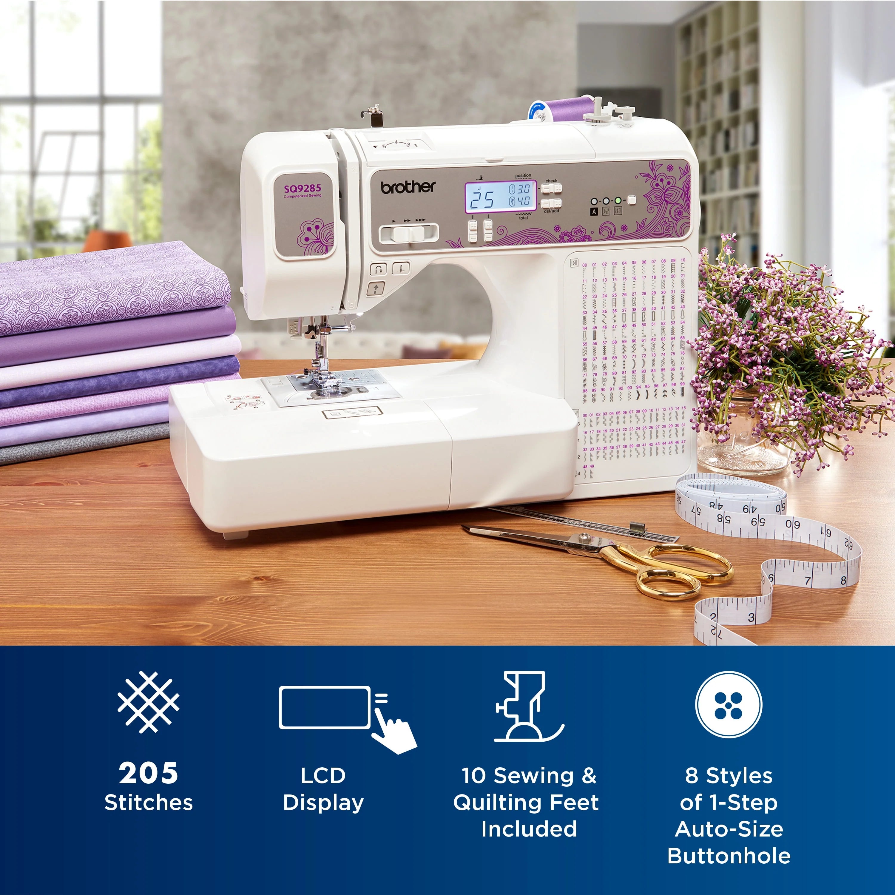 Brother SQ9285 Computerized Sewing and Quilting Machine with Wide Table U17478