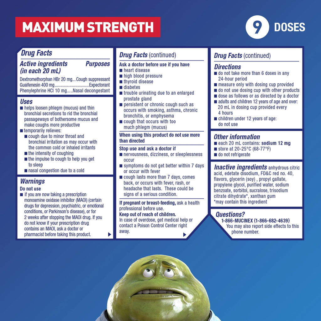 Mucinex Fast Max Severe Congestion & Cough Liquid Medicine, 6 fl oz V383
