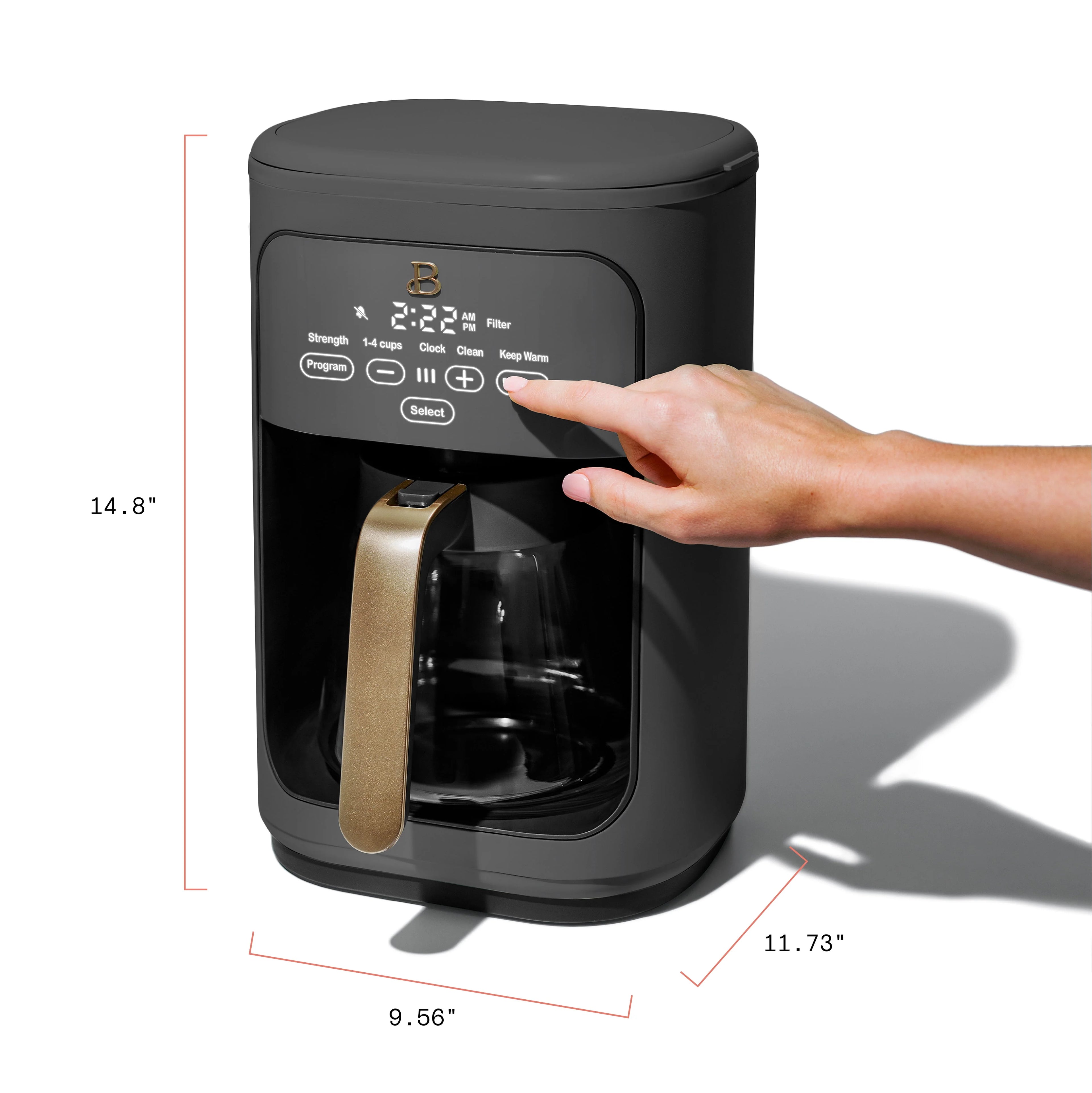 Beautiful 14-Cup Programmable Drip Coffee Maker with Touch Display, White Icing by Drew Barrymore F83994