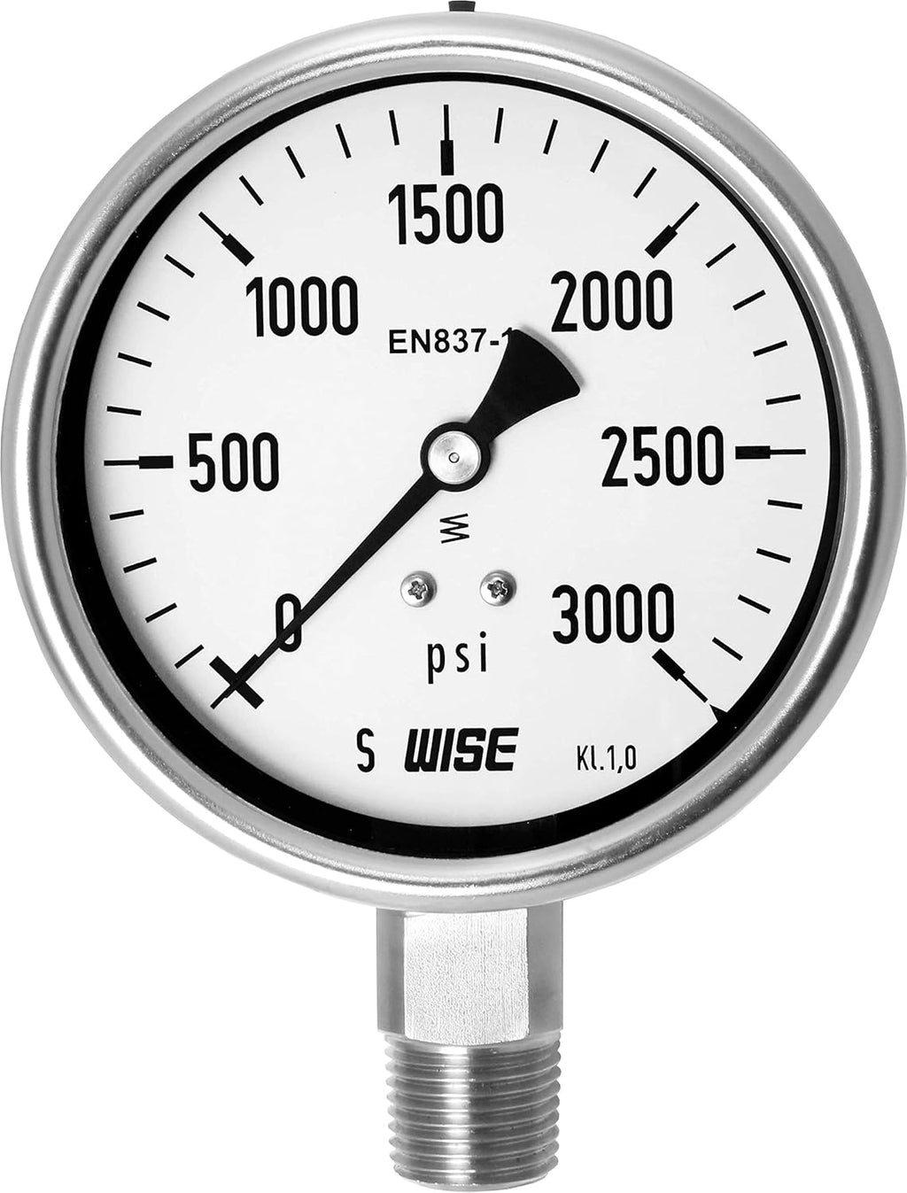 WISE Industrial Service Pressure Gauge P252 100mm Dial 0~400psi Stainless Steel, Pack of 2 I5732
