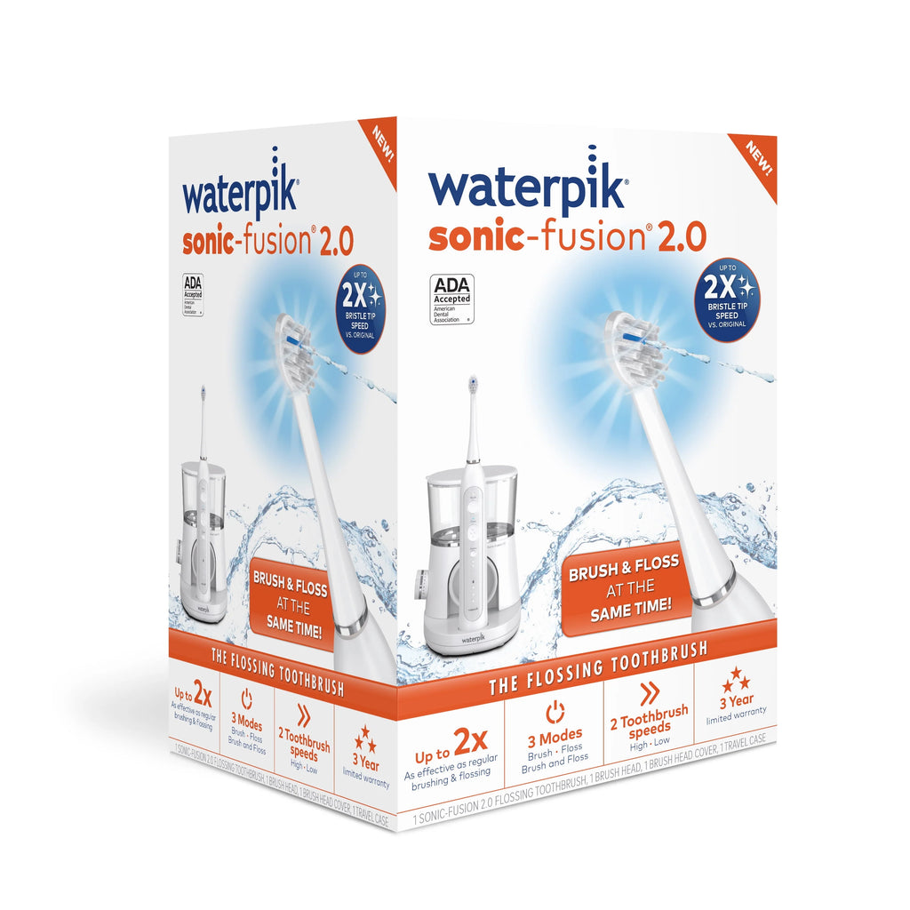 Waterpik Sonic-Fusion 2.0 Flossing Toothbrush, Electric Toothbrush & Water Flosser, White O257