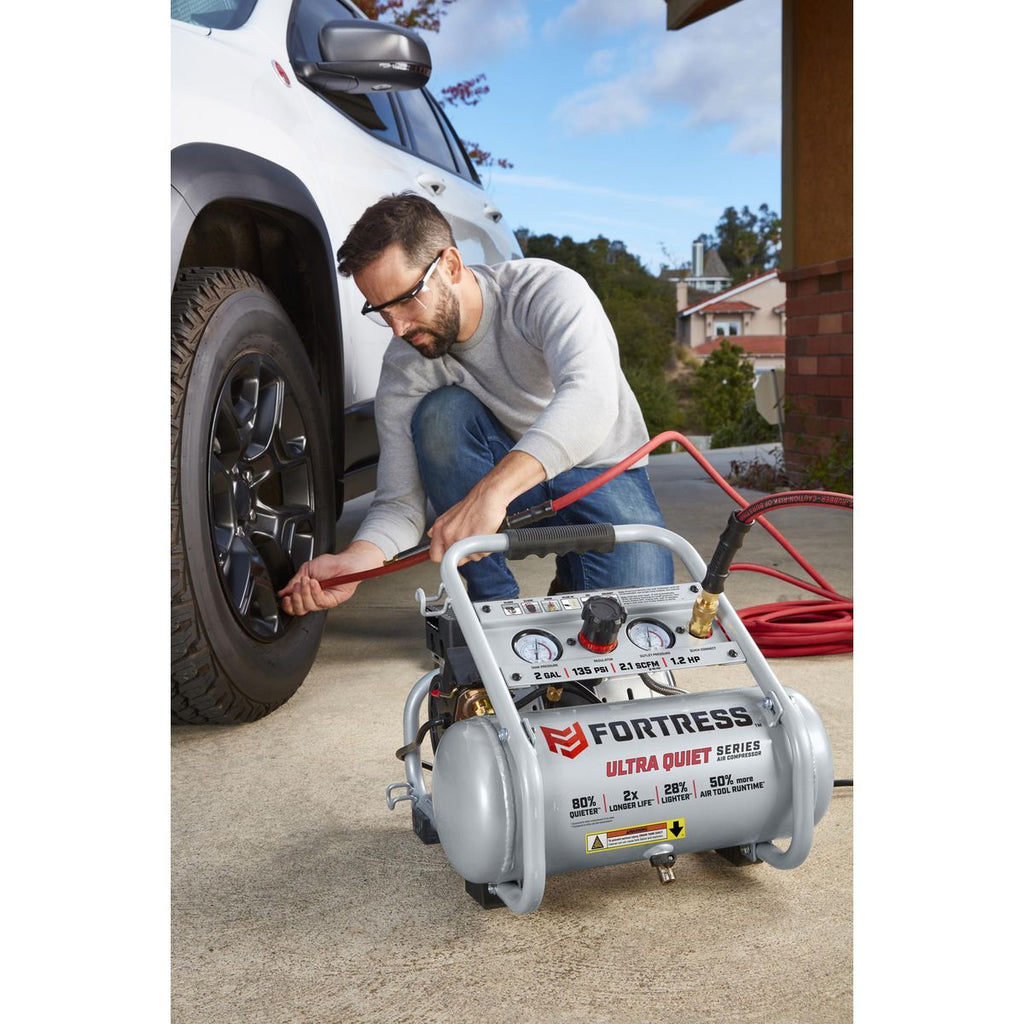 FORTRESS 2 Gallon 135 PSI Ultra Quiet Oil-Free Air Compressor S75569