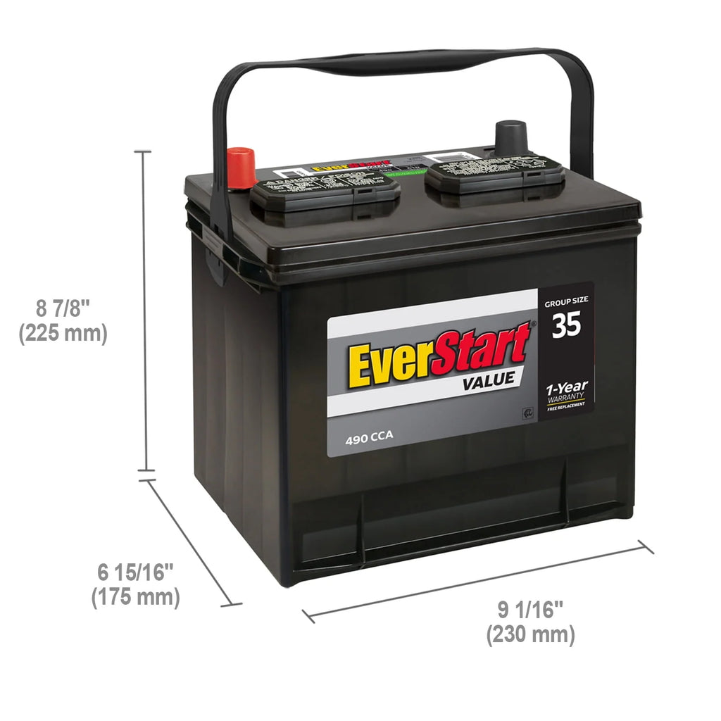 EverStart Value Lead Acid Automotive Battery Group Size 35 12 Volt 490 CCA W67739