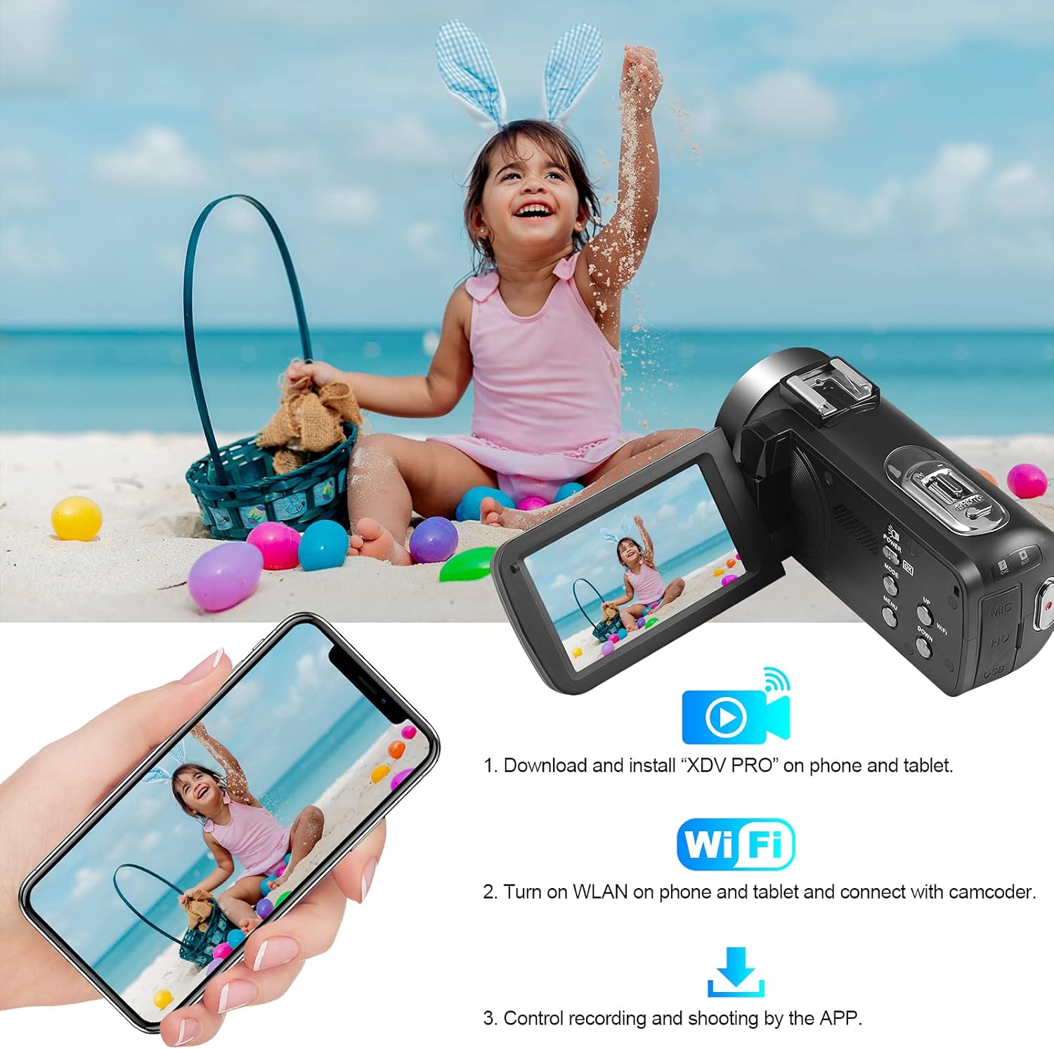 4K Camcorder 48MP 60FPS WiFi Vlogging Camera with Touch Screen B98380