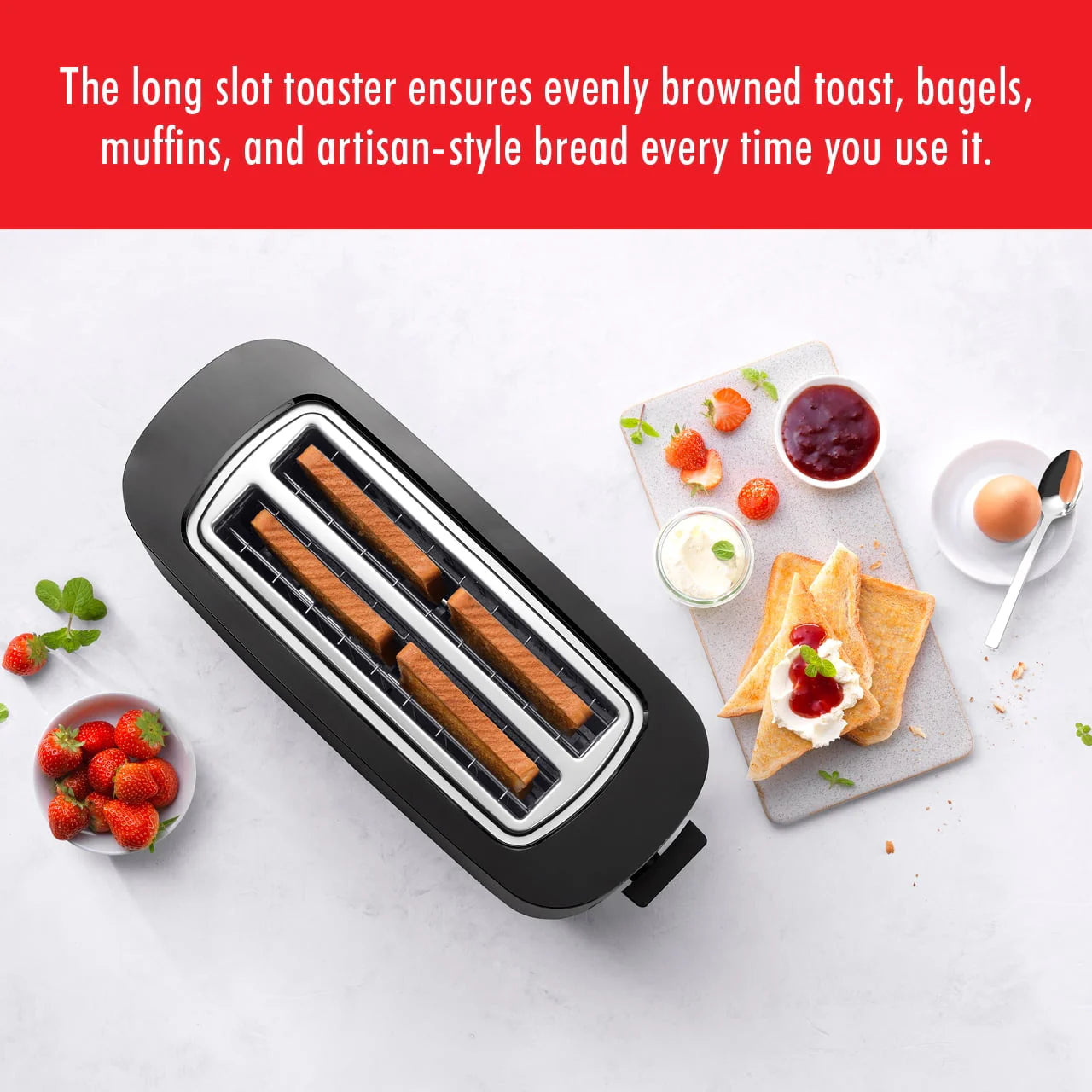 ZWILLING® Enfinigy Cool Touch 4-Slice Long Slot Toaster, Silver Z449154