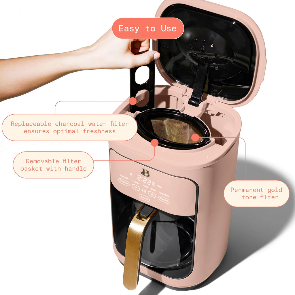 Beautiful 14-Cup Programmable Drip Coffee Maker with Touch Display, White Icing by Drew Barrymore F83994
