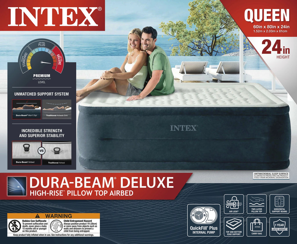 Intex Dream Lux Pillow Top Dura-Beam Airbed Mattress with Internal Pump, Full B359