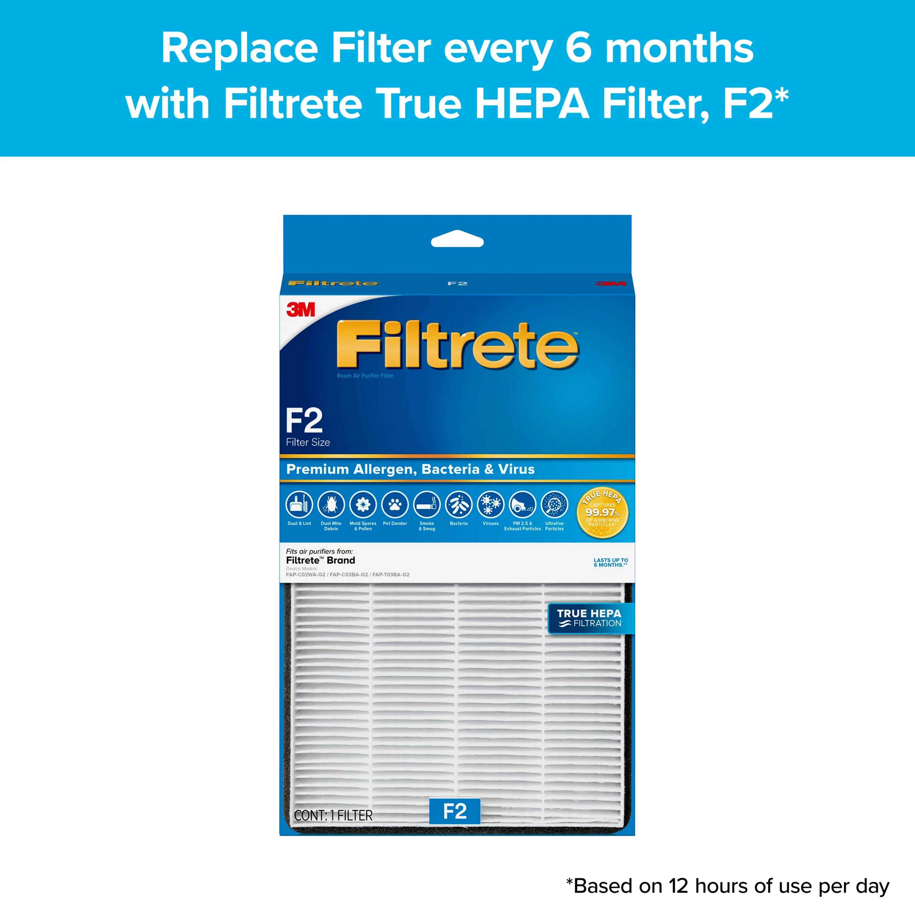 Filtrete by 3M Large Room Tower Air Purifier, True HEPA, White L8756