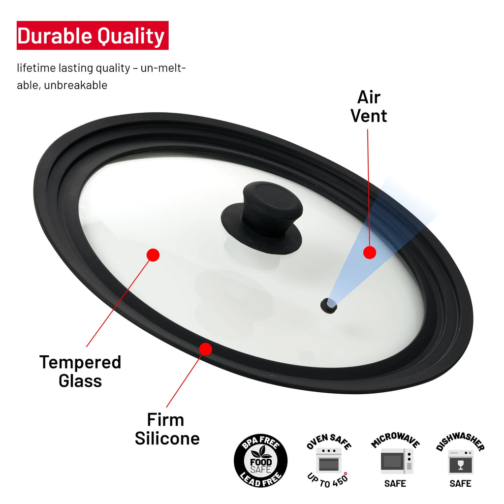 Universal Tempered Glass Lid for Pots and Pans, Fits 10-12 Inch Cookware O948489