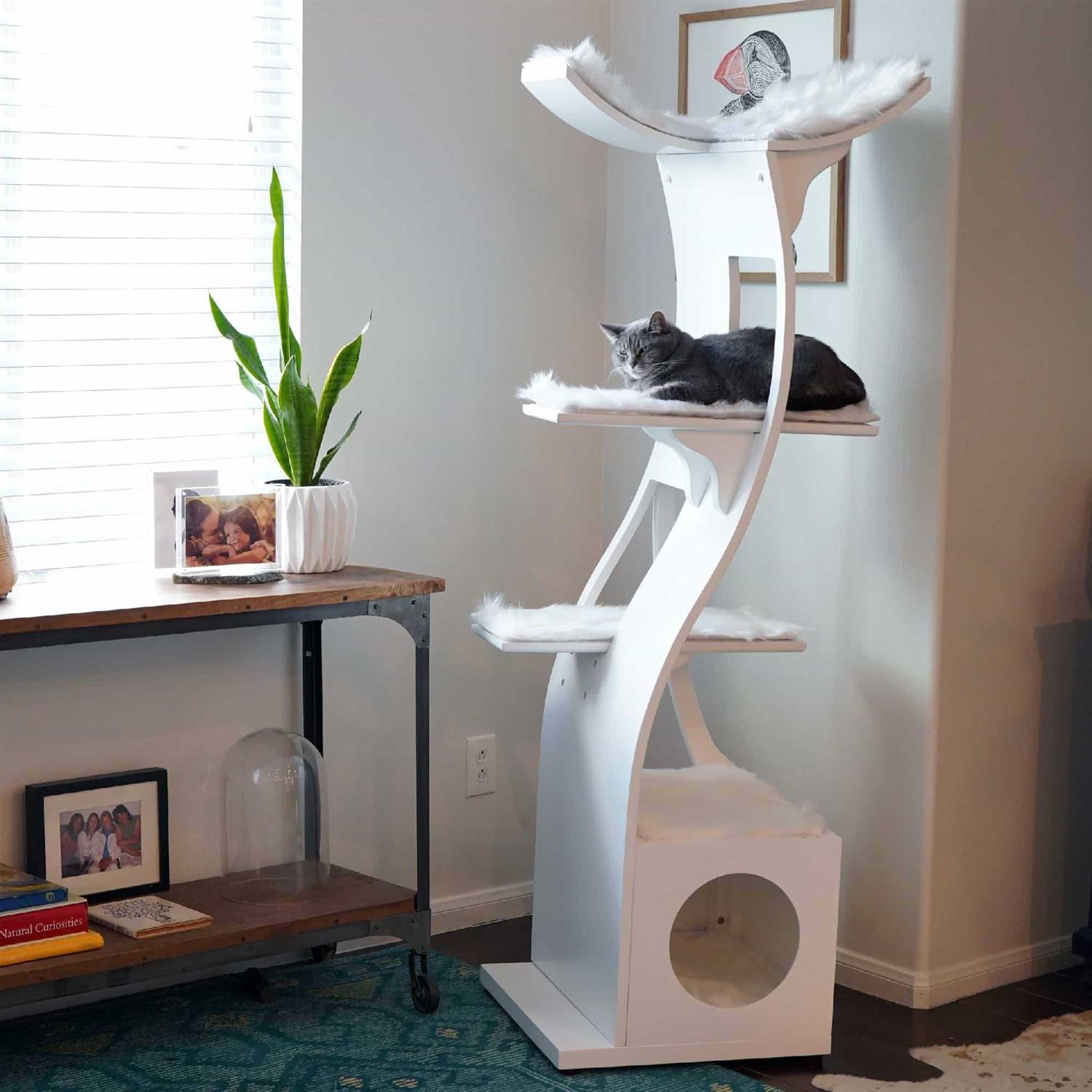 The Refined Feline Lotus Tower Cat Tree