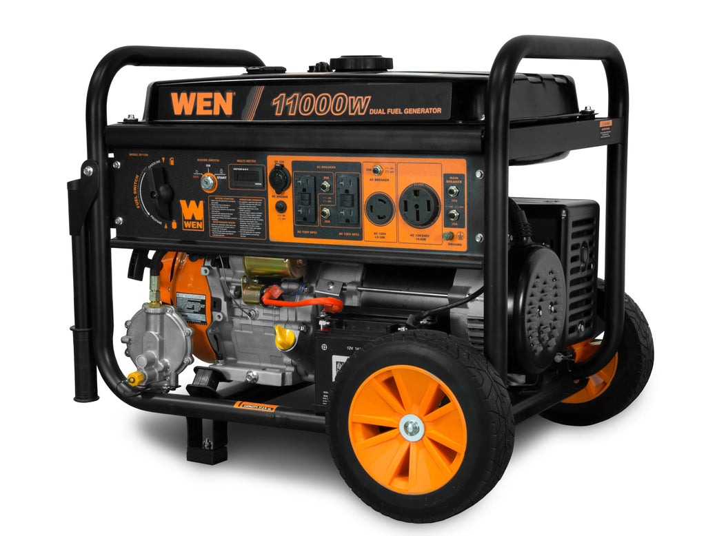 WEN 11,000-Watt 120V/240V Dual Fuel Portable Generator with Wheel Kit and Electric Start - CARB Compliant
