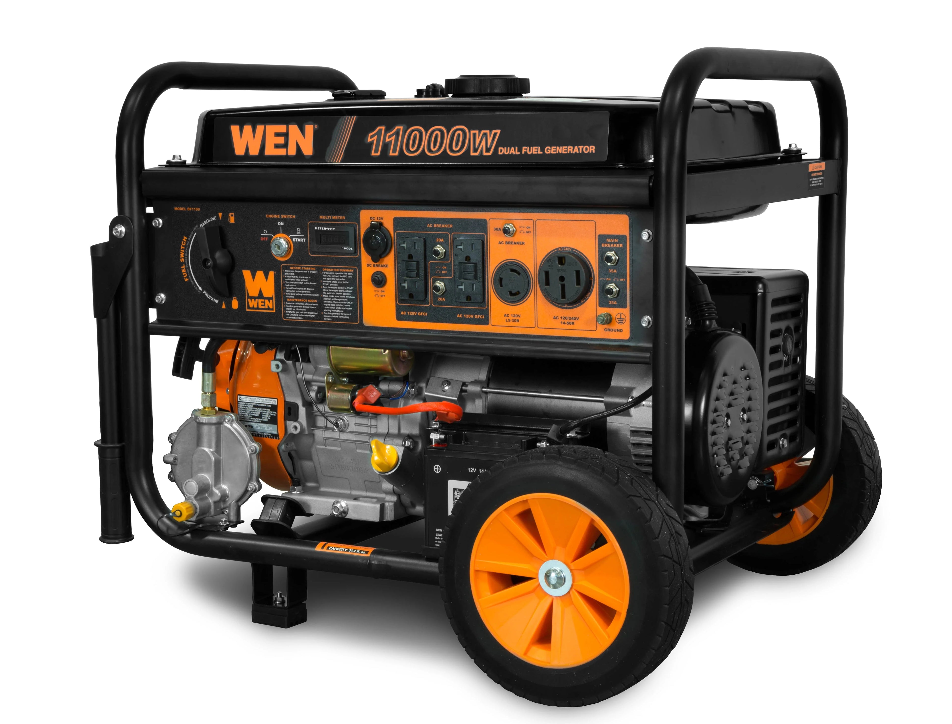 WEN 11,000-Watt 120V/240V Dual Fuel Portable Generator with Wheel Kit and Electric Start - CARB Compliant