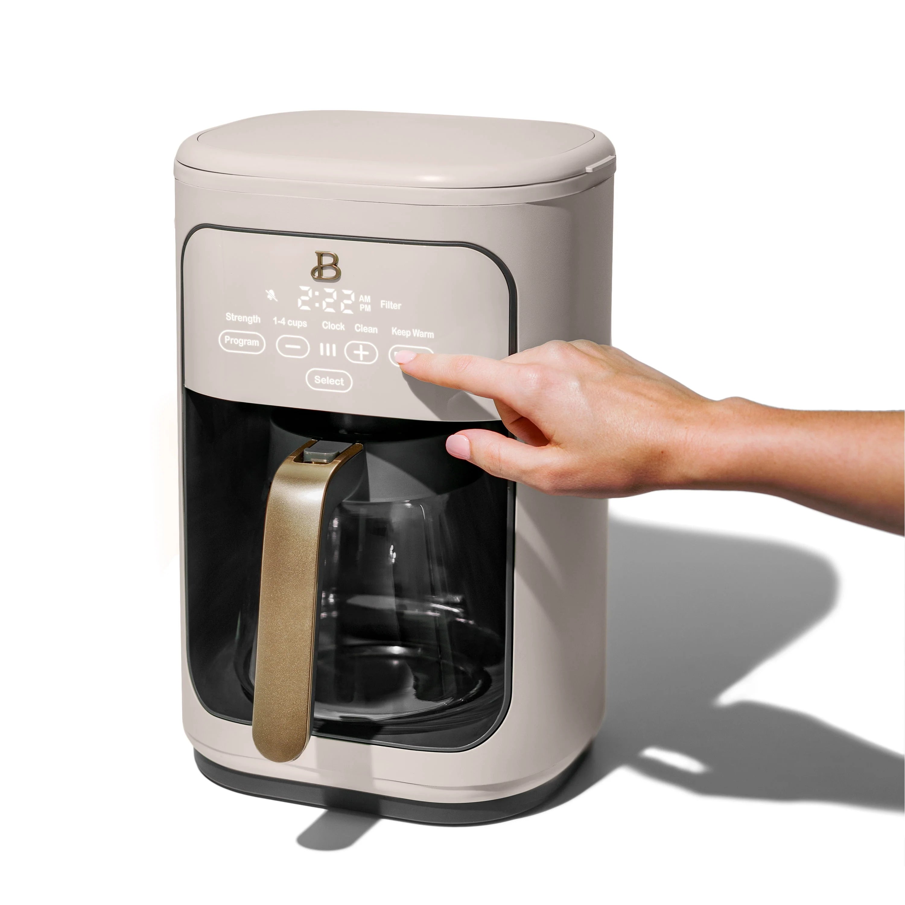 Beautiful 14-Cup Programmable Drip Coffee Maker with Touch Display, White Icing by Drew Barrymore F83994