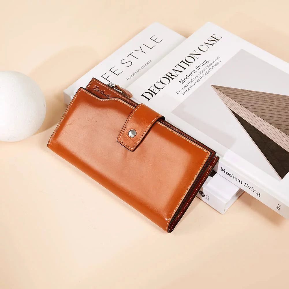 BOSTANTEN Women's Leather RFID Blocking Wallet with Phone Holder Z907