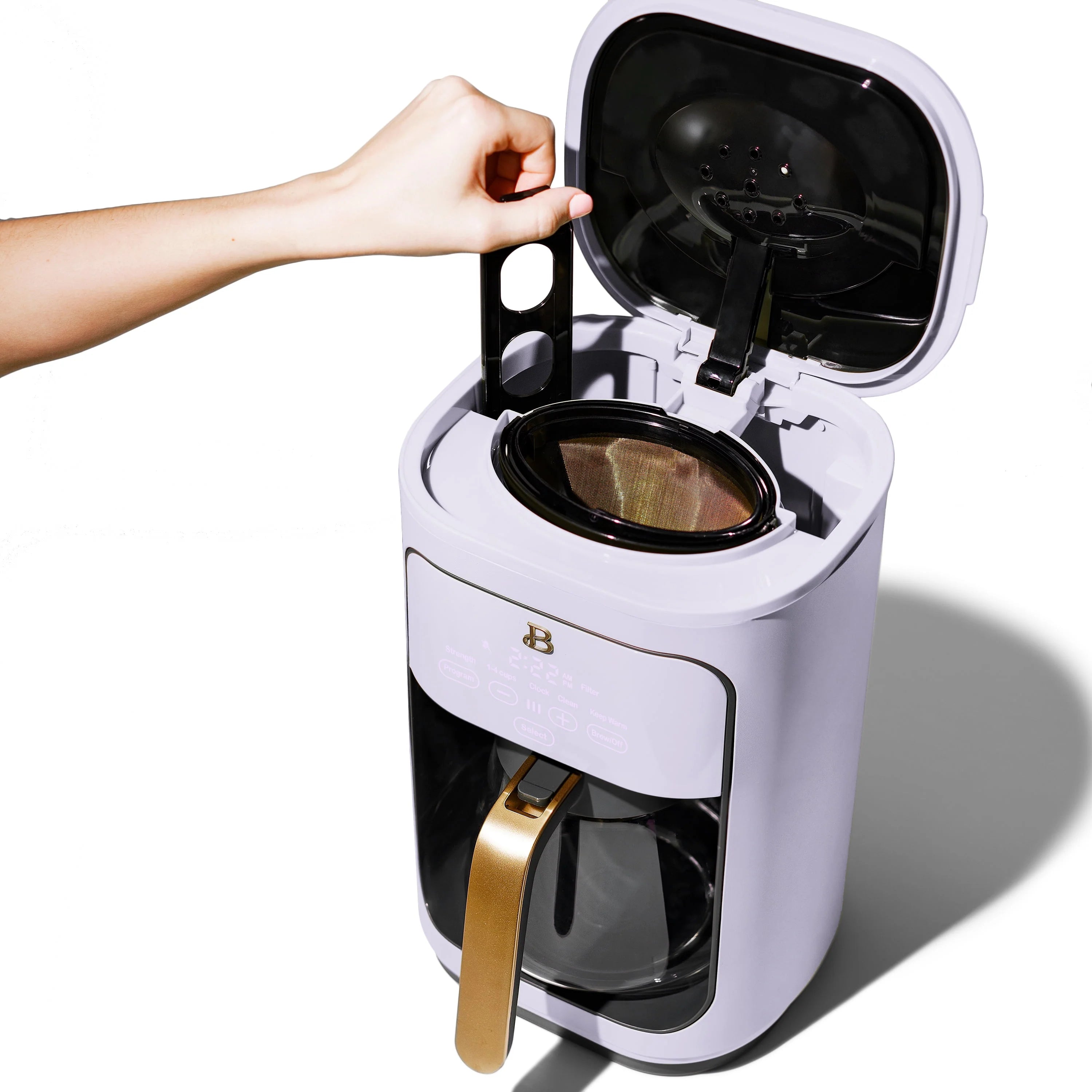 Beautiful 14-Cup Programmable Drip Coffee Maker with Touch Display, White Icing by Drew Barrymore F83994