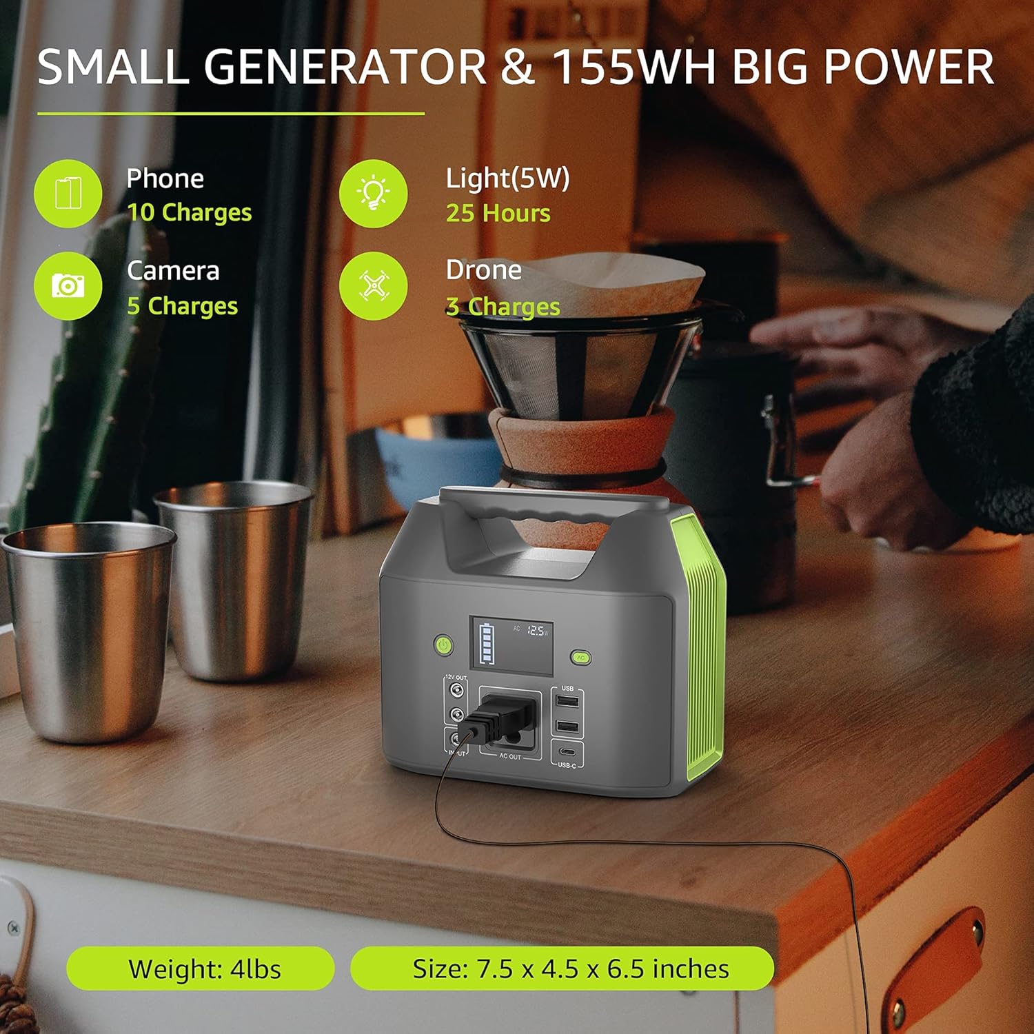 EnginStar Portable Power Station 155Wh 42000mAh AC Outlet 150W D706929