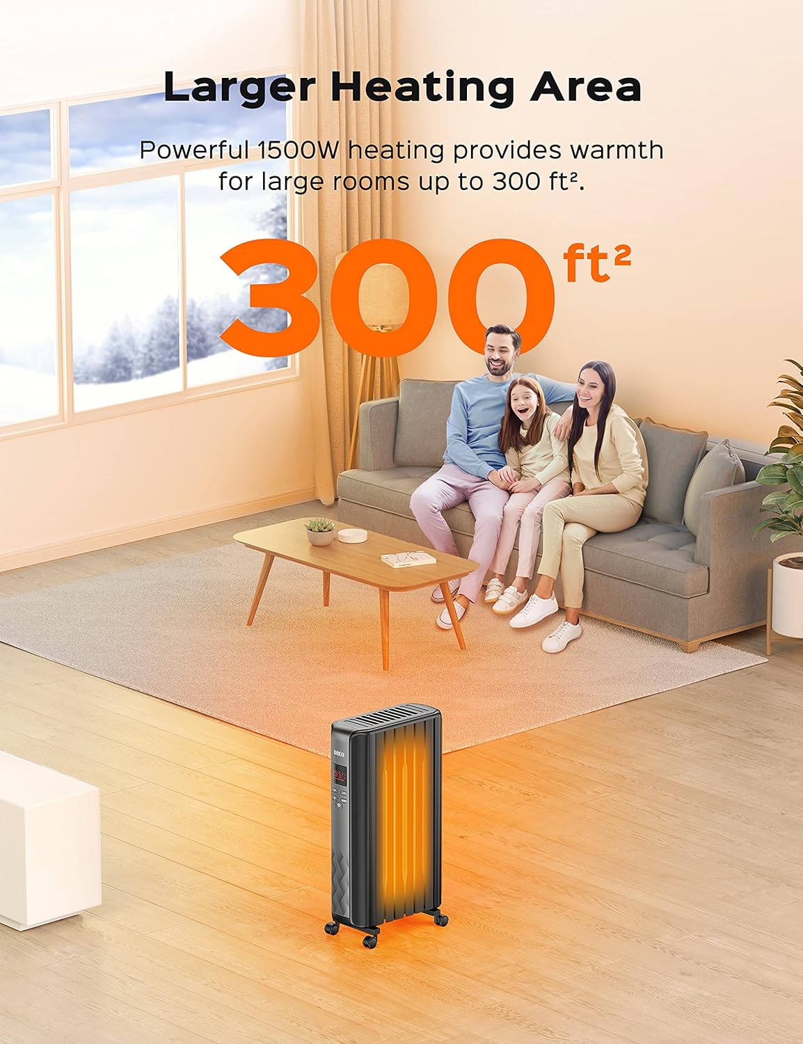 Dreo Radiator Heater, 1500W Electric Portable Oil Filled Heater with Remote Control Z522888