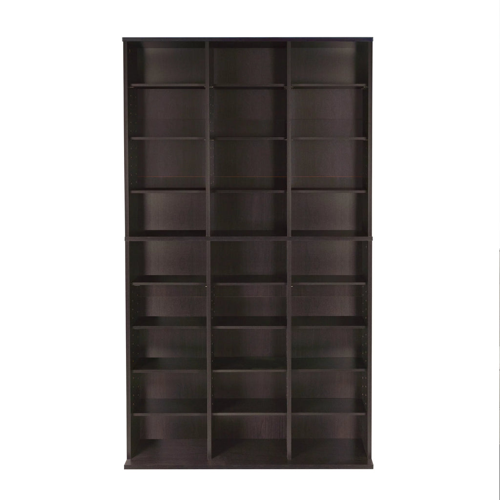 Atlantic Oskar Adjustable Wood Media Storage Bookcase, Espresso Q34005