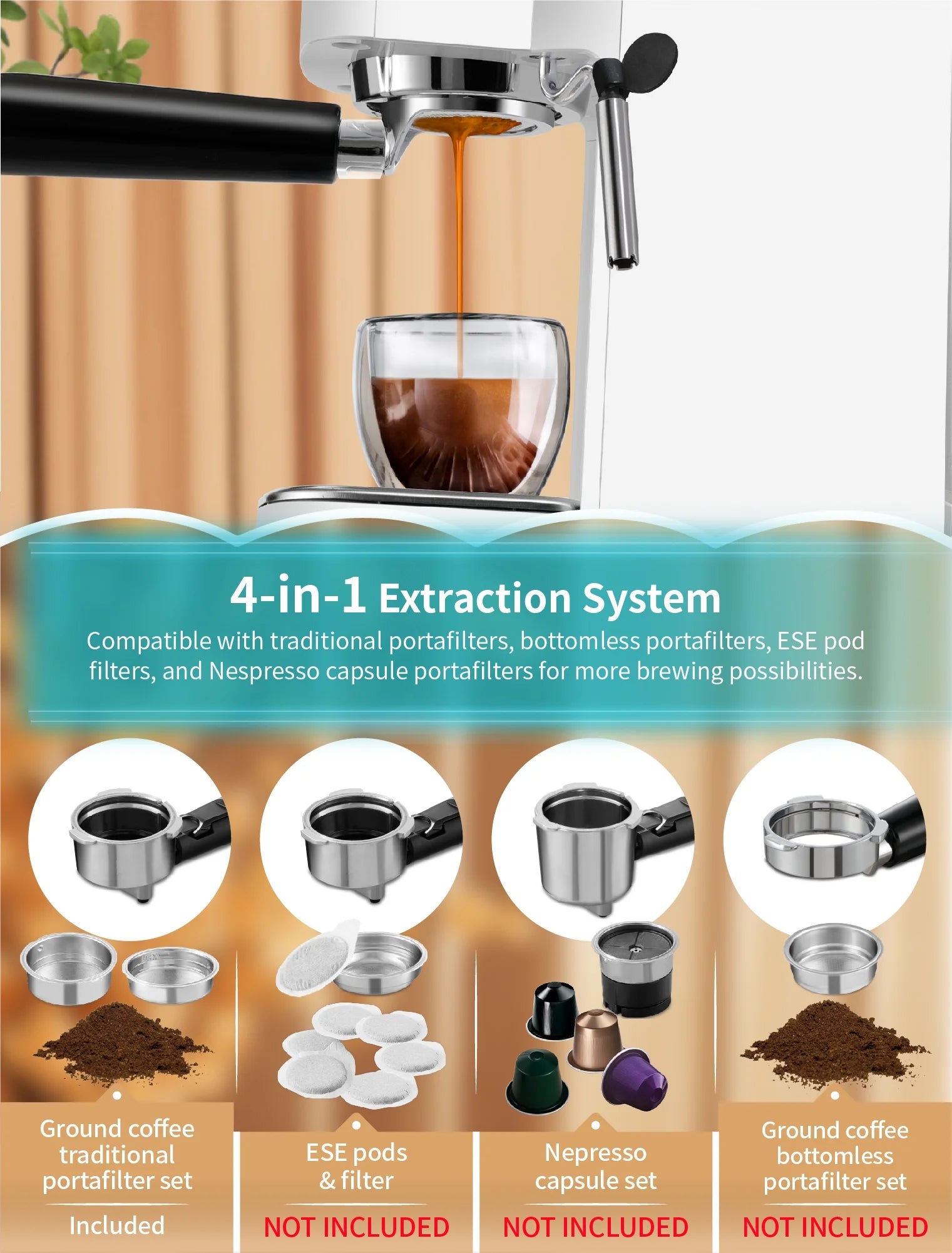 Gevi Espresso Machine 20 Bar Automatic Coffee Maker with Milk Frother Wand, White A499223