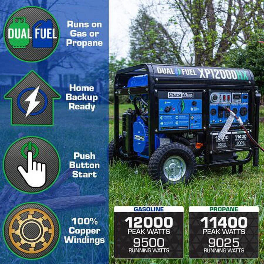 DuroMax-XP12000HX Dual Fuel Portable Generator 12000 Watt E58397