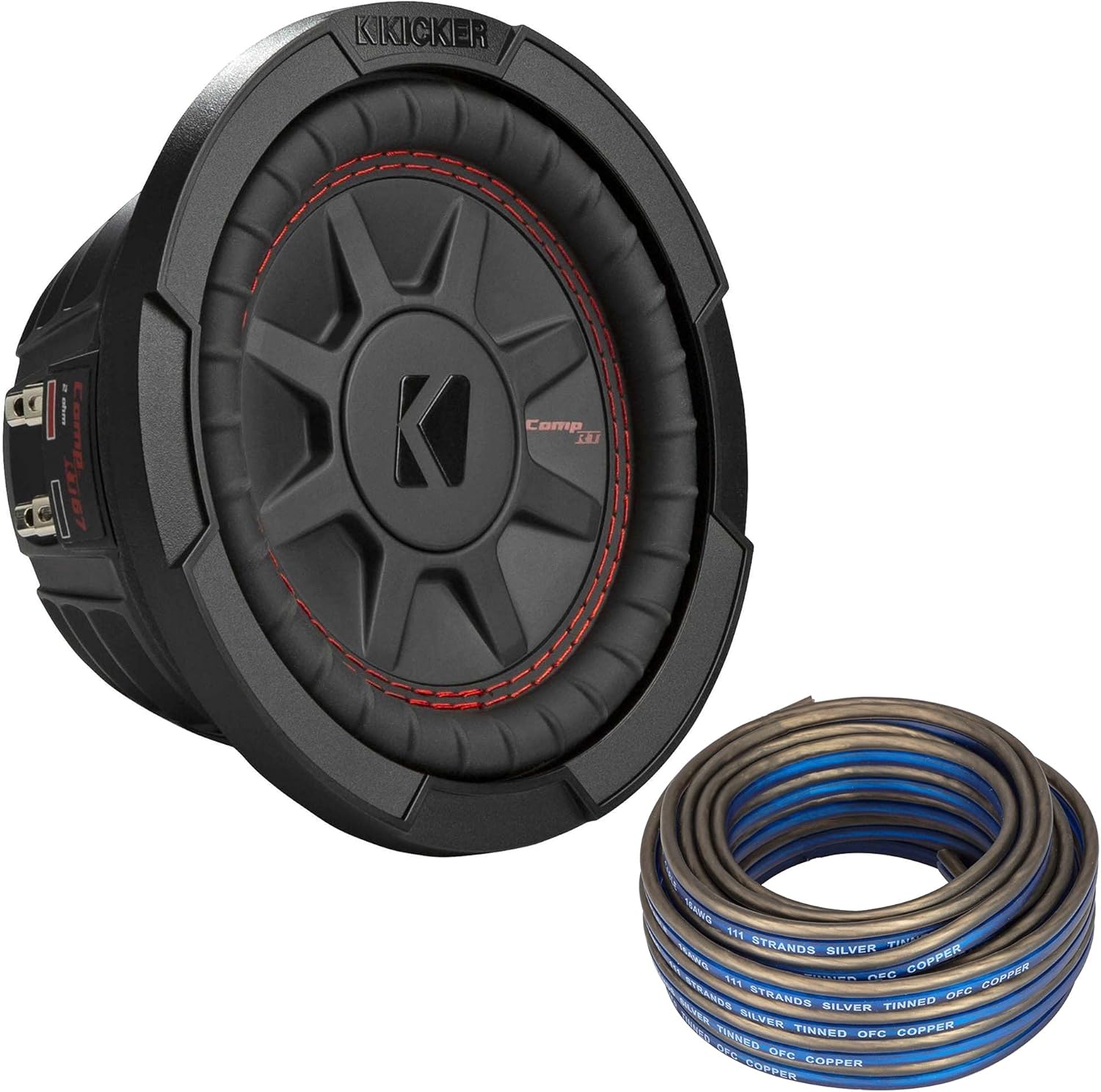 Kicker 48CWRT672 CompRT 6.75" Subwoofer, DVC, 2-ohm - Includes Speaker Wire