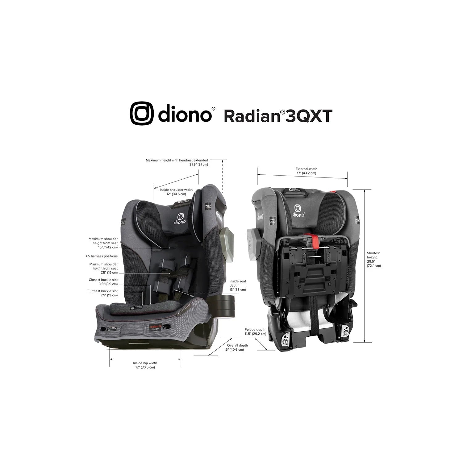 Diono Radian 3QXT SafePlus All-in-One Convertible Car Seat, Red B871
