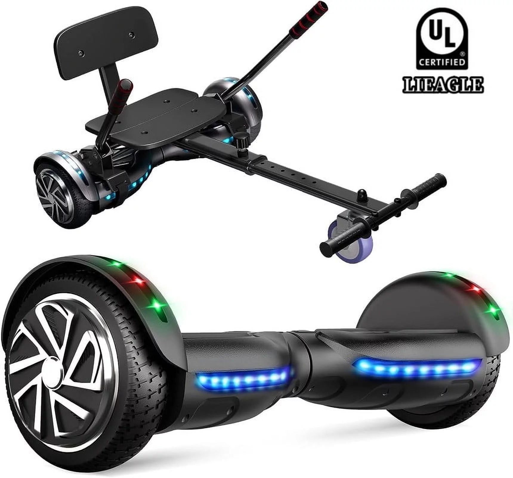 LIEAGLE Hoverboard with Seat Attachment, 6.5 inch Self Balancing Scooter S62540