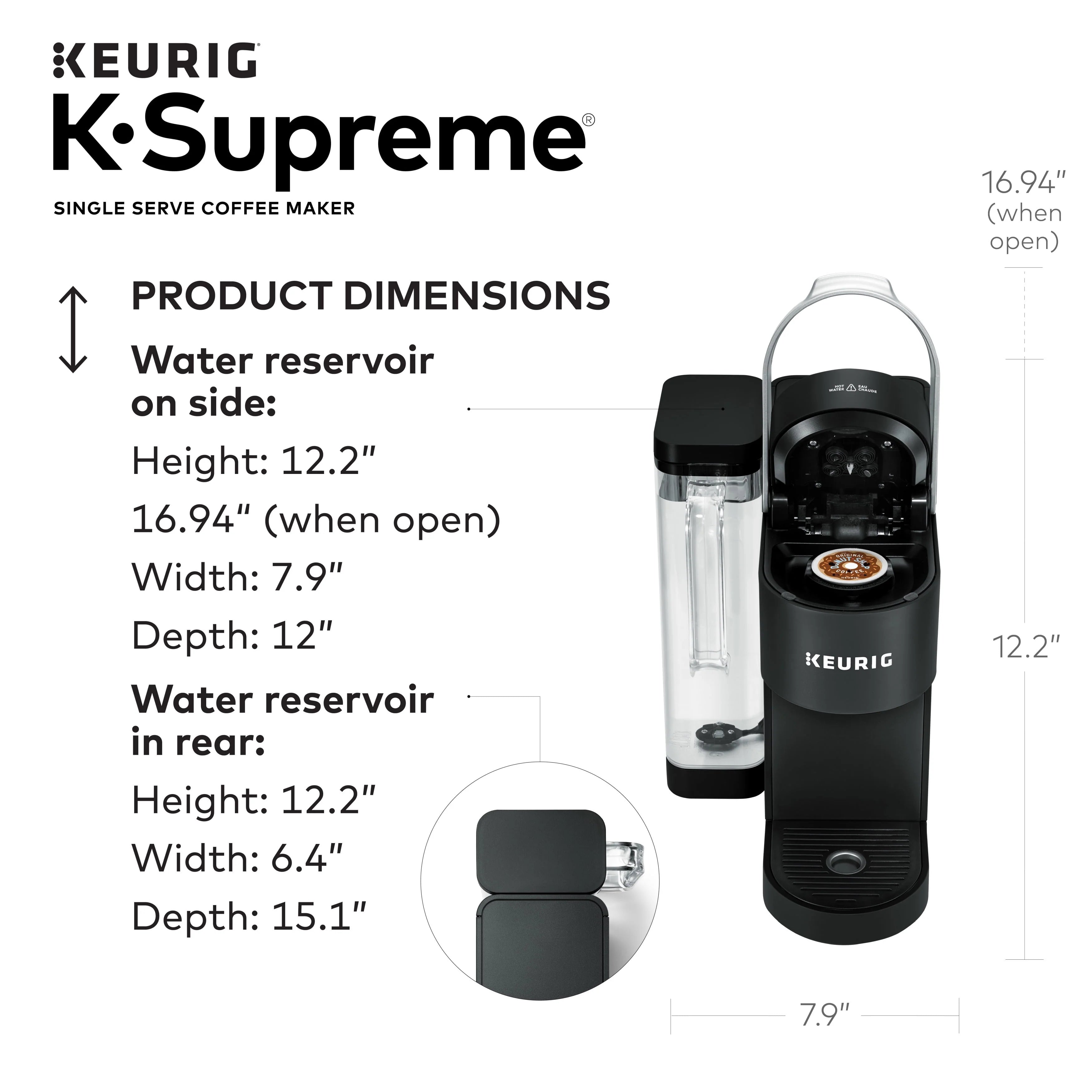 Keurig K-Supreme Single-Serve K-Cup Pod Coffee Maker, Black M388