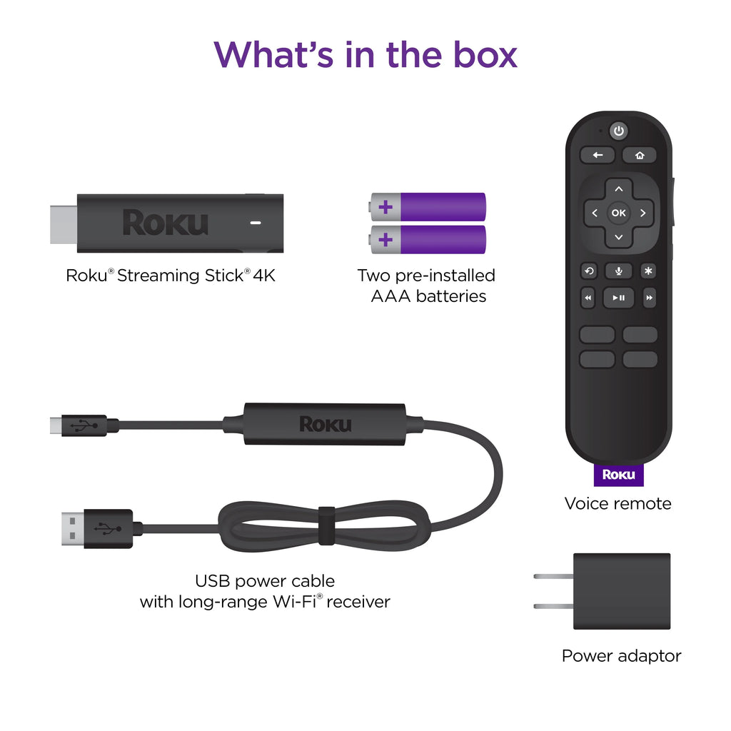 Roku Streaming Stick 4K with Voice Remote and Long-Range Wi-Fi X7075