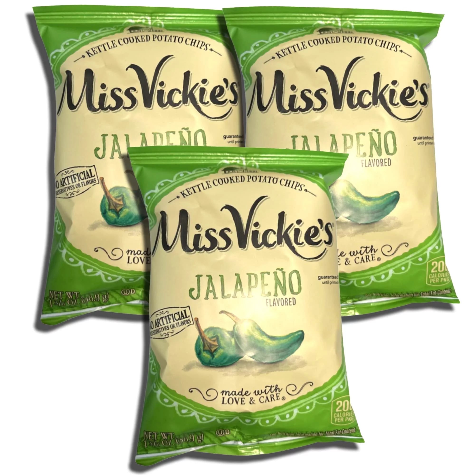 Ms. Vickie Jalapeno Kettle Cooked Potato Chips, 1.375 oz, 12-Pack with Tribeca Mints V98021
