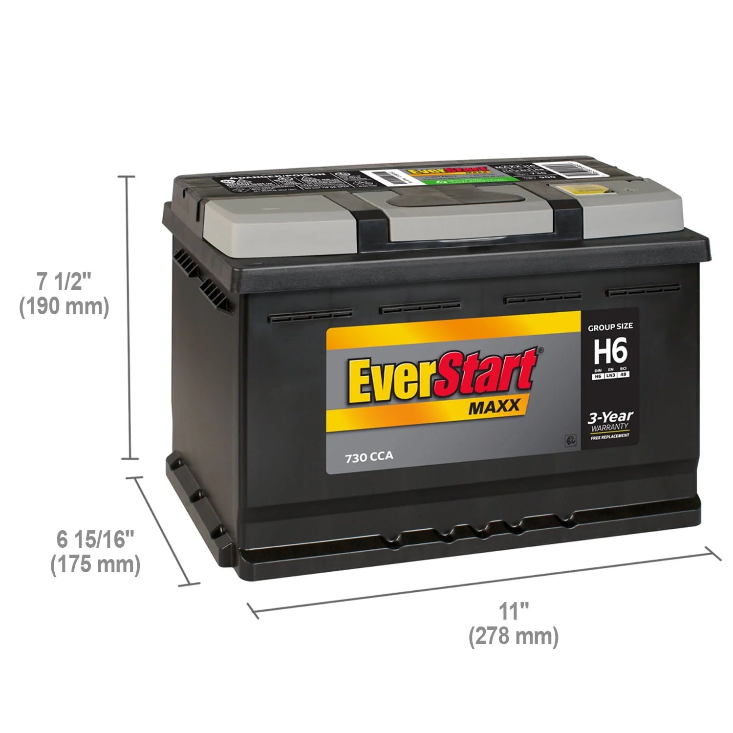EverStart Maxx Lead Acid Automotive Battery Group Size H6 12 Volt 730 CCA F737916
