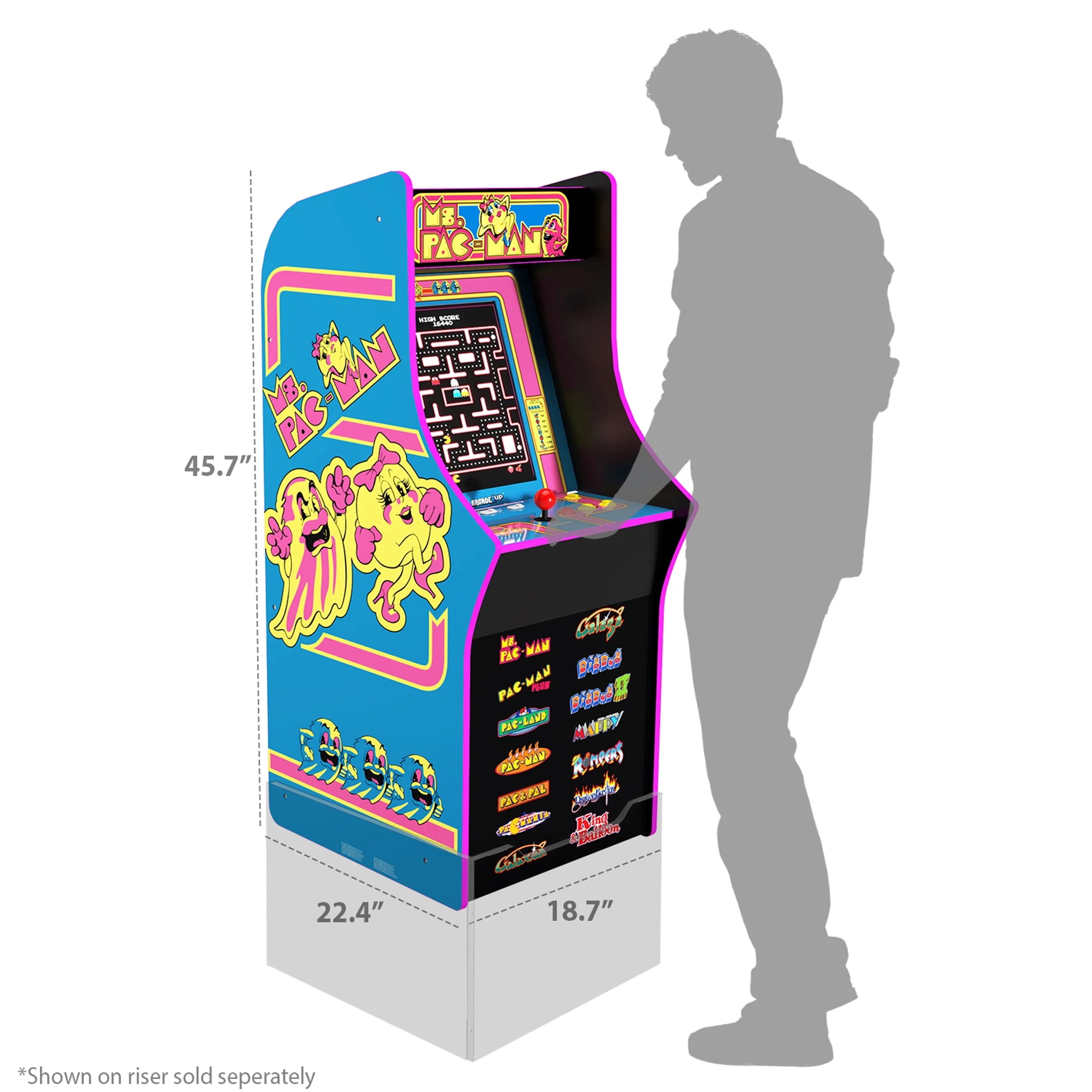 Arcade1Up Ms. PAC-MAN Classic Arcade Game, 4-ft Stand-Up Cabinet, 17-Inch Screen C17514