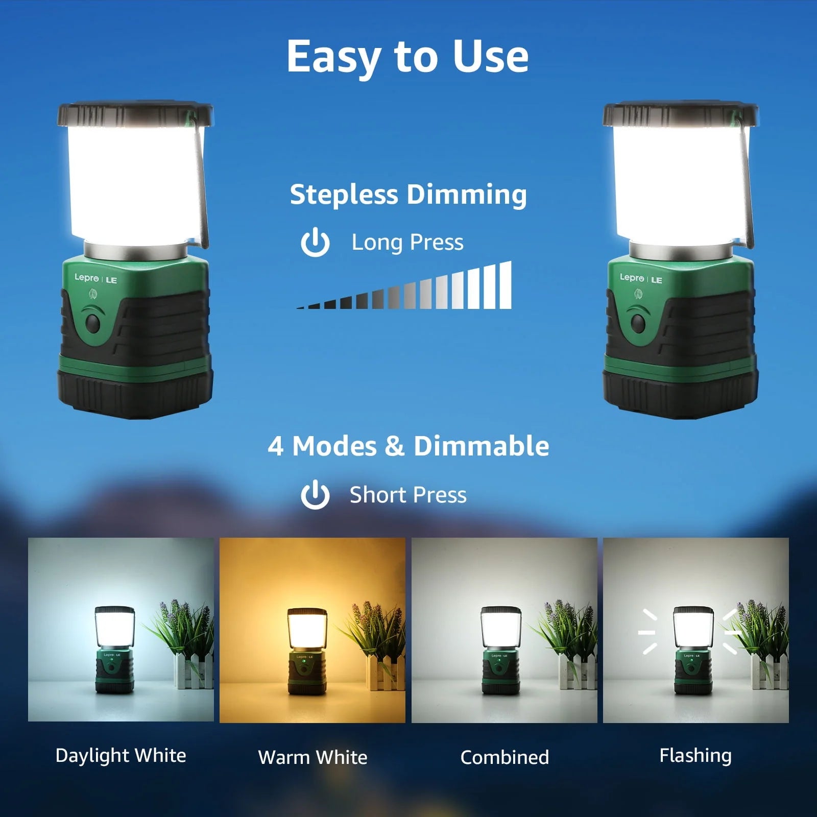 Lepro LED Camping Lantern Rechargeable 1000LM for Emergency Power Outage L80024