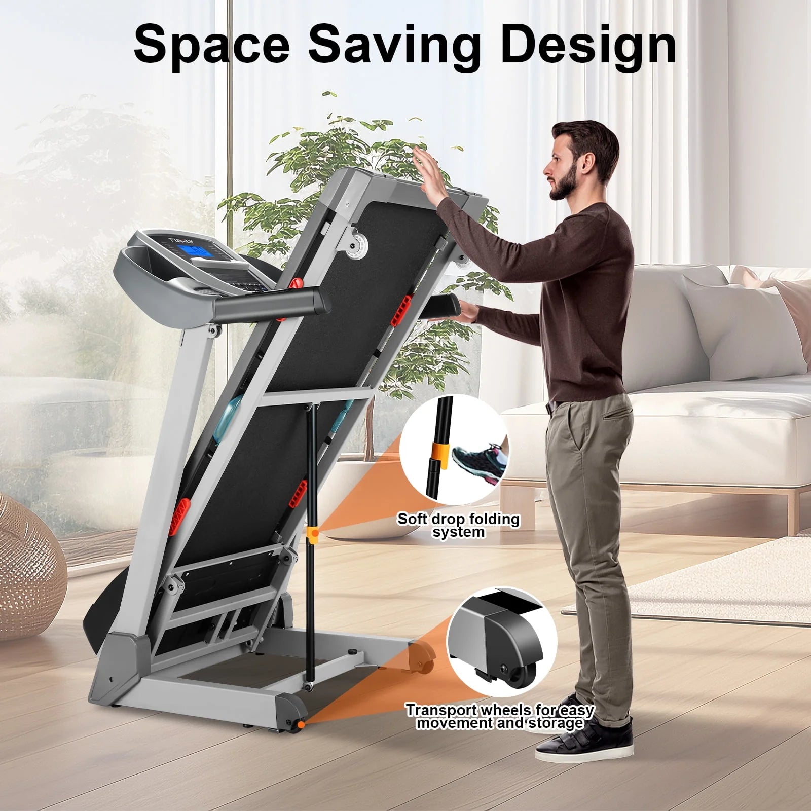 Treadmill with 15-Level Auto Incline, 3.25HP for Home Gym D785