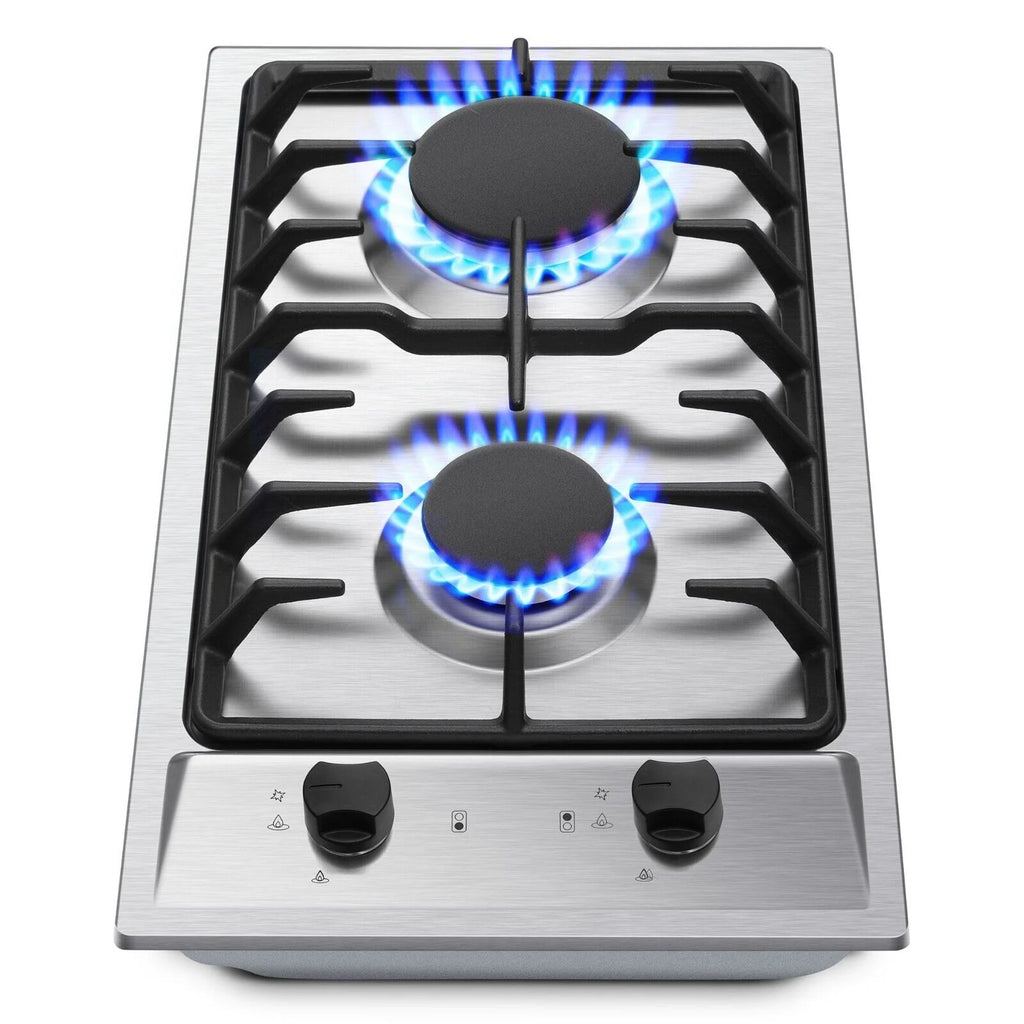 12 inch 2-Burner Stainless Steel Gas Cooktop NG/LPG Convertible W830893