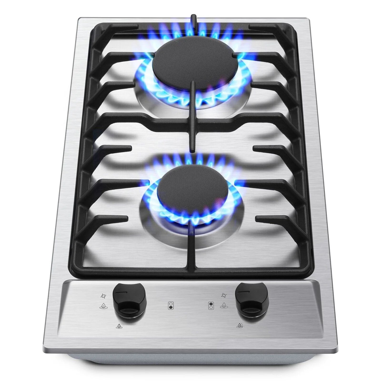 12 inch 2-Burner Stainless Steel Gas Cooktop NG/LPG Convertible W830893