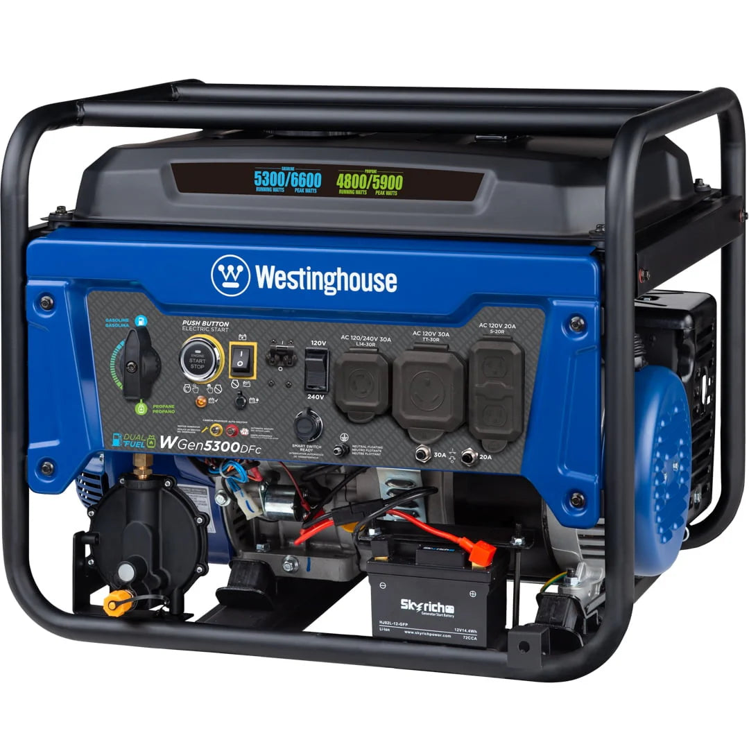 Westinghouse 6600 Peak Watt Dual Fuel Portable Generator with Remote Electric Start S561