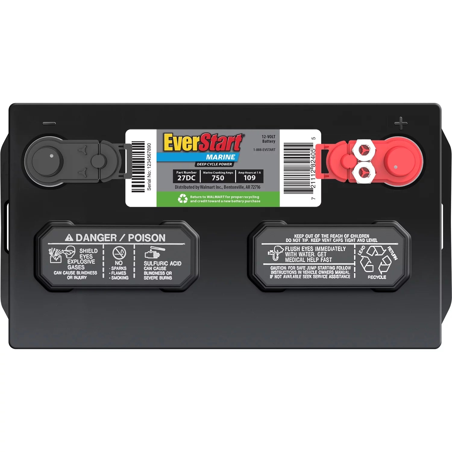 EverStart Lead Acid Marine & RV Deep Cycle Battery Group 27DC 12V 740 MCA S617