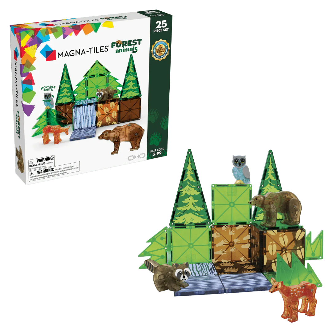 MAGNA-TILES Forest Animals 25-Piece Magnetic Construction Set, The ORIGINAL Magnetic Building Brand