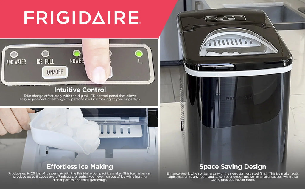 Frigidaire 26 lb. Countertop Ice Maker EFIC117-SS, Black Stainless Steel Y9301
