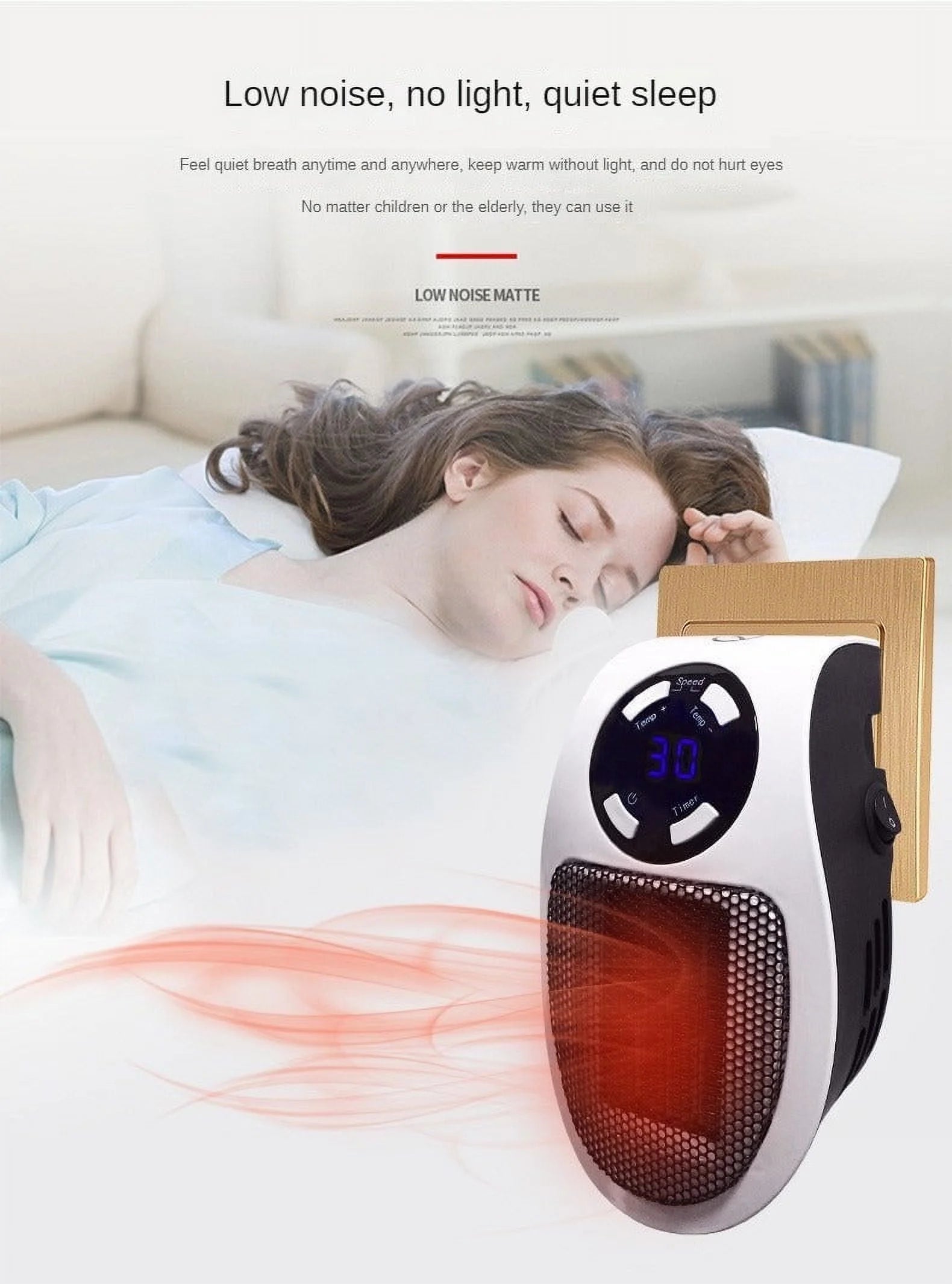 500W Mini Plug-in Wall Heater with Digital Timer N4919