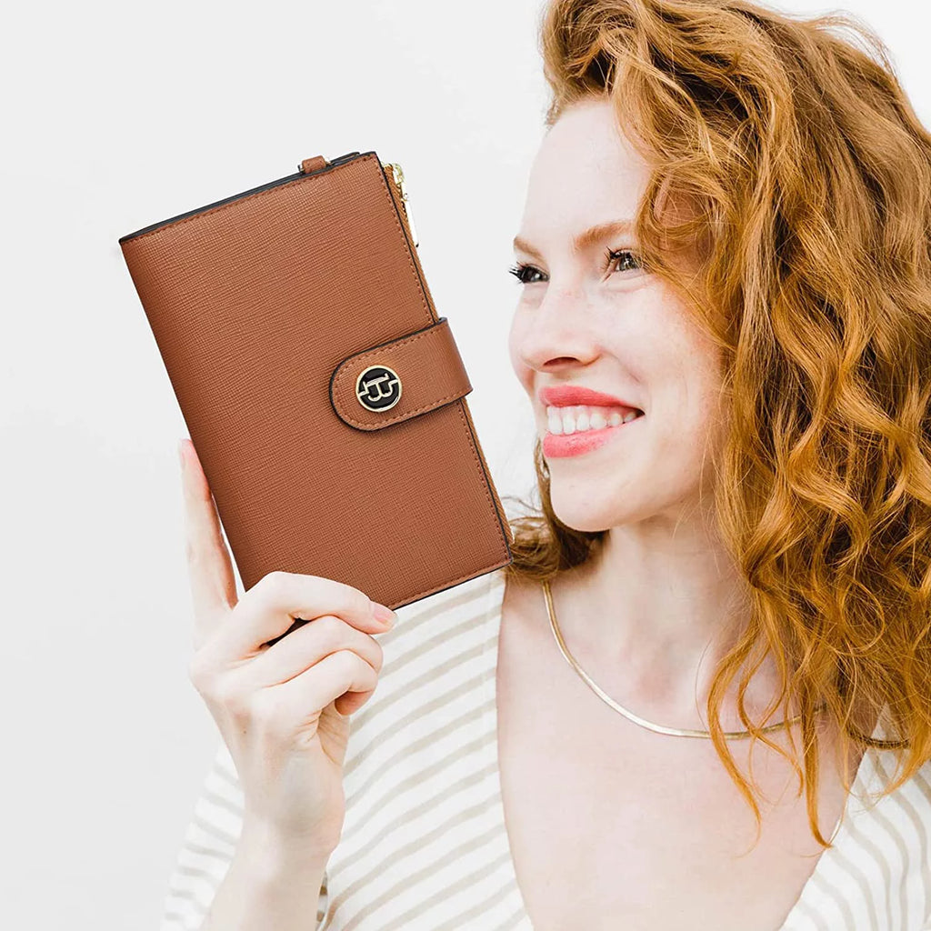 BOSTANTEN Women's Leather RFID Blocking Wallet with Phone Holder Z907
