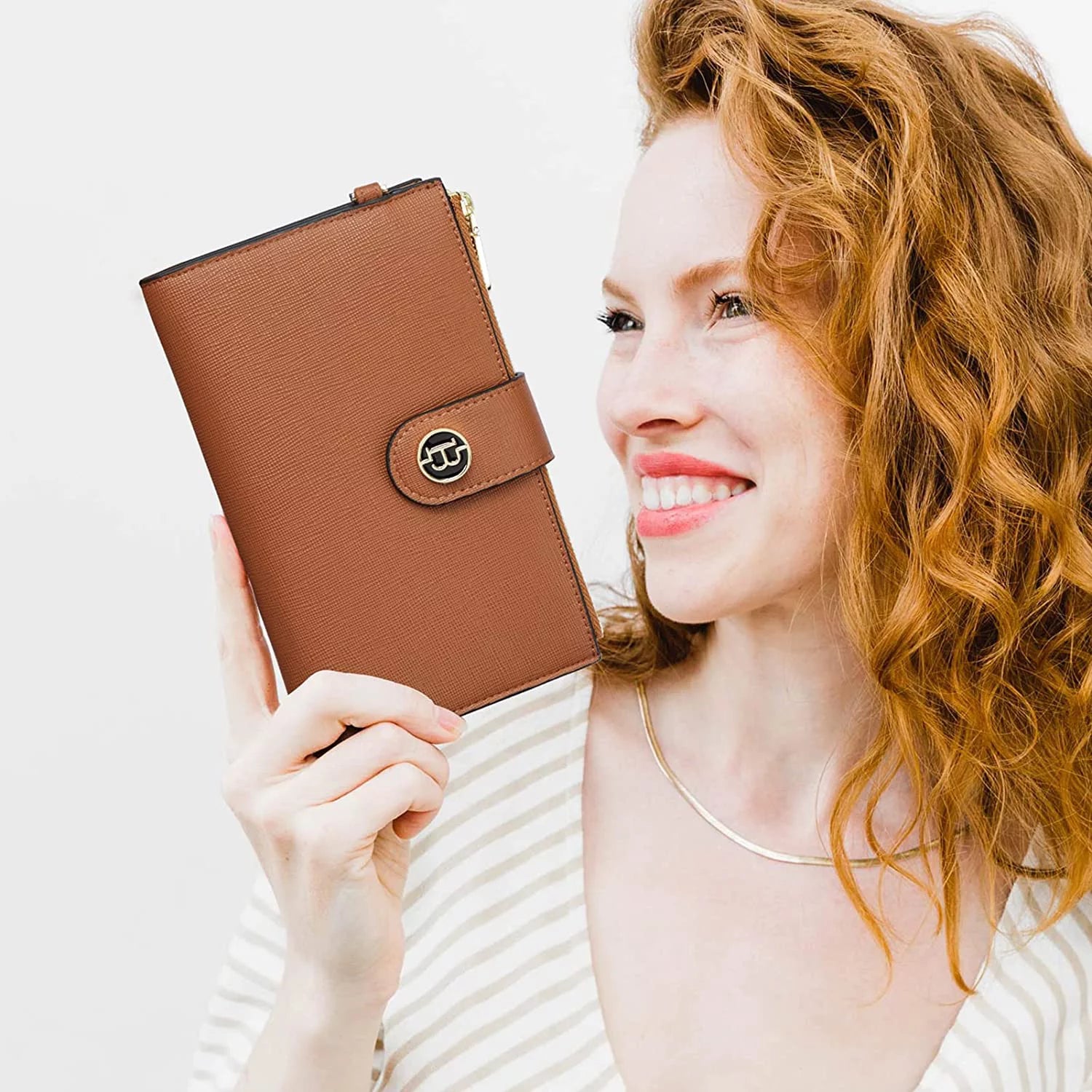 BOSTANTEN Women's Leather RFID Blocking Wallet with Phone Holder Z907