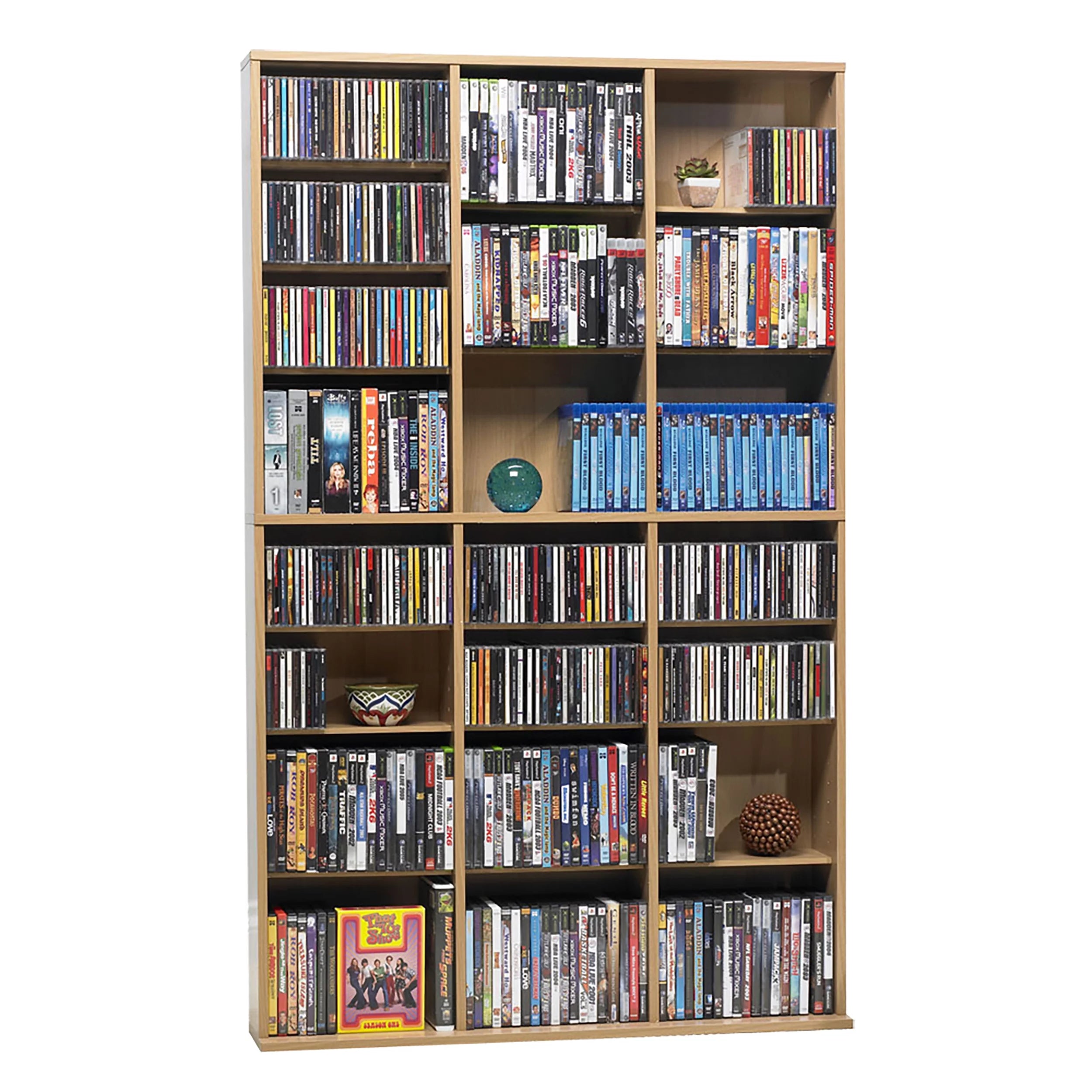Atlantic Oskar Adjustable Wood Media Storage Bookcase, Espresso Q34005