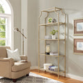 Crosley Furniture Aimee 4 Shelf Glass/Metal Etagere Bookcase in Antique Gold