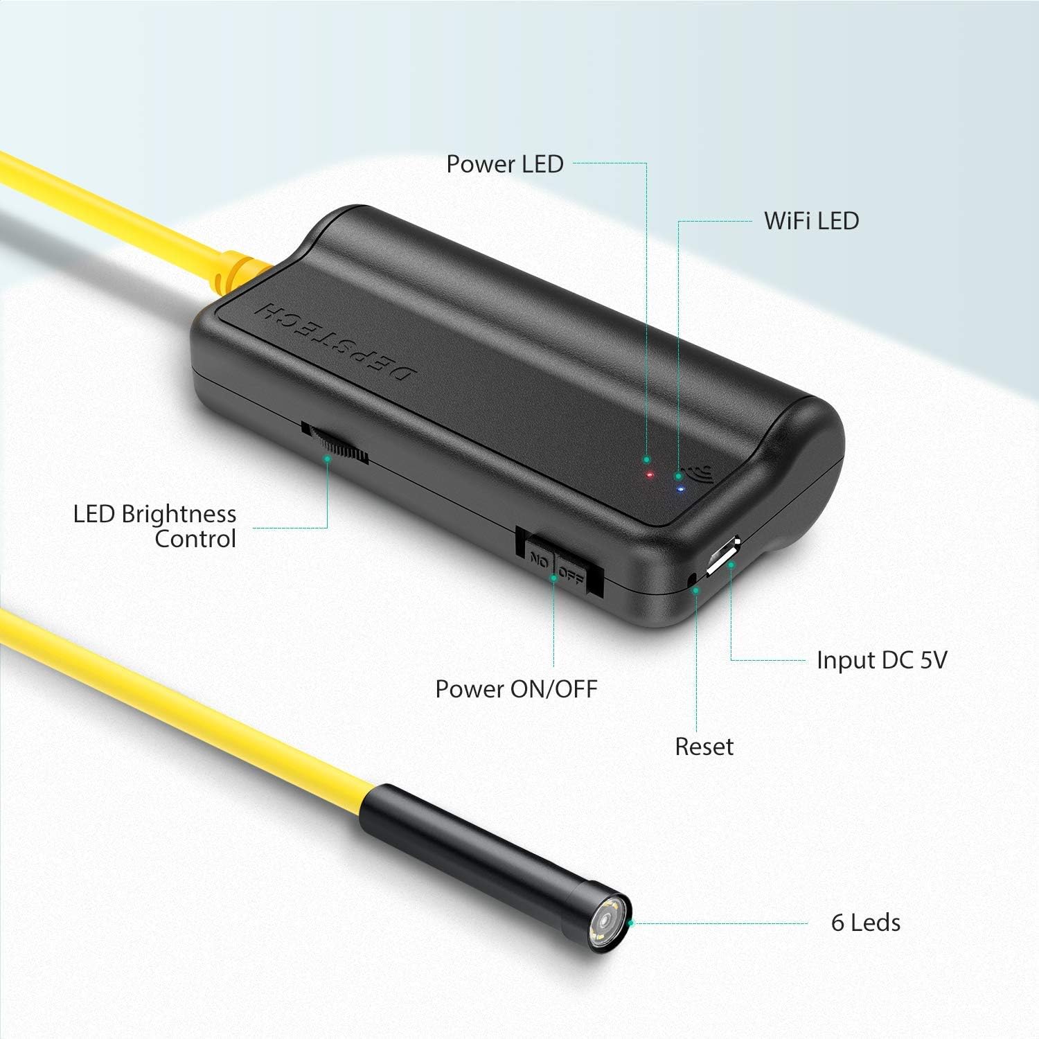 DEPSTECH WiFi Borescope 5.0MP HD Wireless Endoscope, Semi-Rigid, 33ft, Pack of 2 Q1748