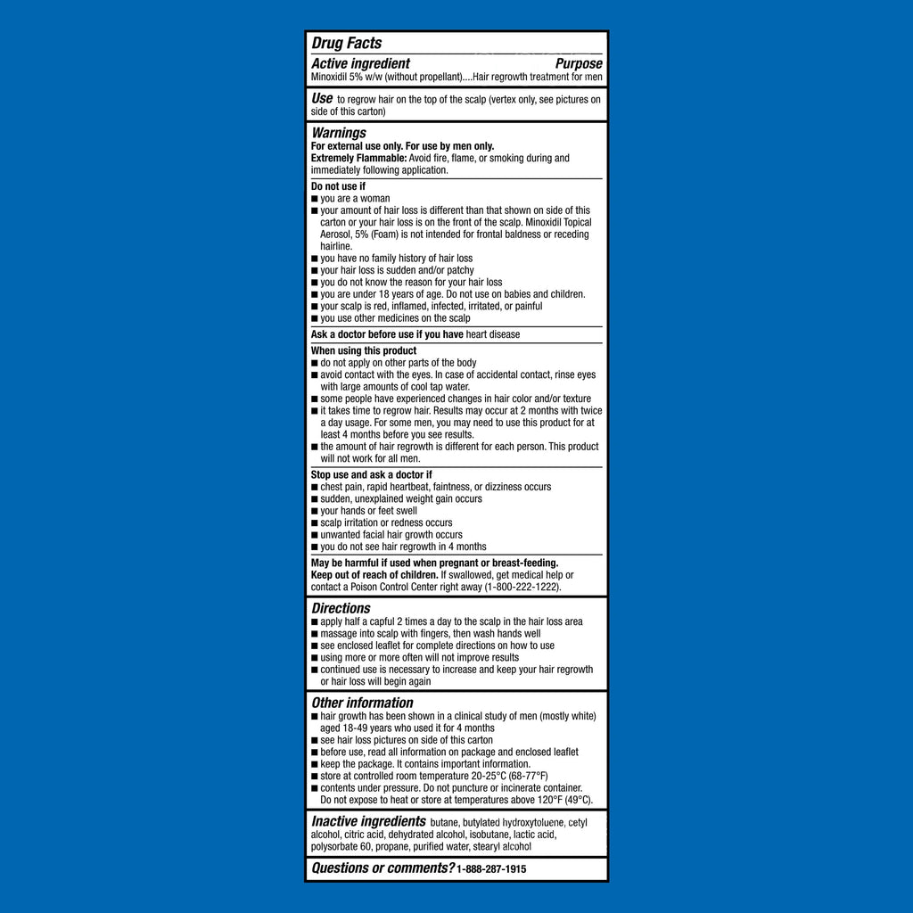 Equate Hair Regrowth Treatment Minoxidil Topical Aerosol 5% Foam, 3-Month Supply V8679
