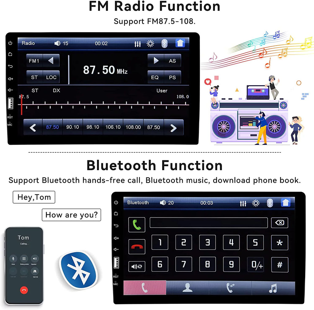 Podofo 1 Din 9" Car Stereo Touch Screen MP5 Player with Bluetooth, Mirror Link & Rearview Camera X115387
